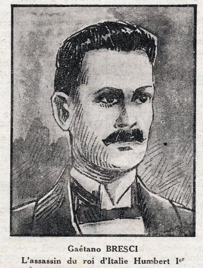 Retrato de Gaetano Bresci (1869-1901), anarquista italiano que assassinou o Rei Humbert 1st (Umberto I de Anonymous Anonymous