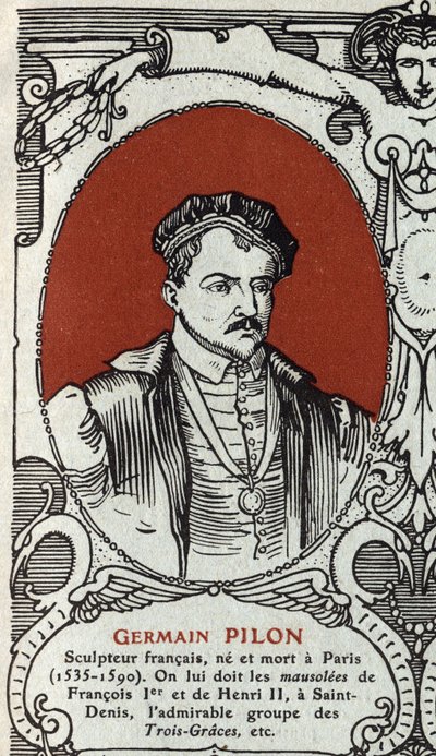 Retrato de Germain Pilon (1535-1590), escultor francês. Gravura de 1914. Coleção particular. de Anonymous Anonymous