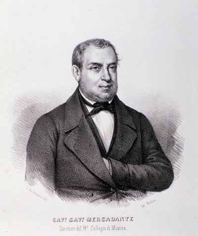 Retrato de Giuseppe Saverio Mercadante (litografia) de Anonymous Anonymous