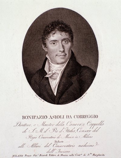 Retrato do compositor italiano Bonifazio Asioli (1769-1832) Gravura. Século XIX. Coleção particular de Anonymous Anonymous