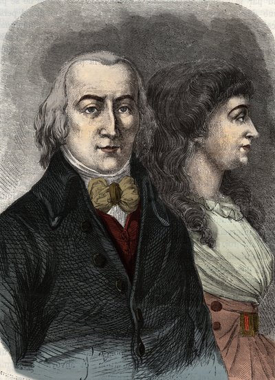 Retrato de Jean Marie Roland, Visconde de la Platiere (1734-1793) com Manon Roland, ou Jeanne Marie, ou Manon Phlipon (Madame Roland) (Mme Roland de Anonymous Anonymous