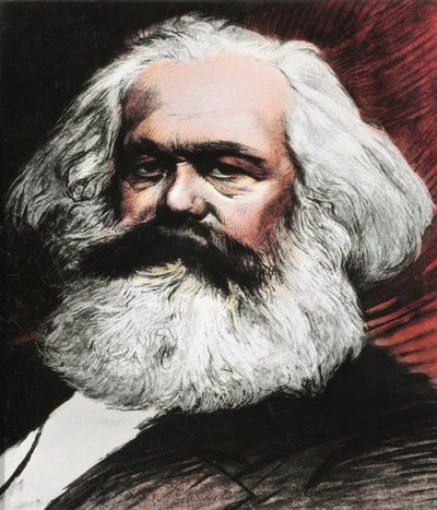 Retrato de Karl Marx, filósofo, economista e revolucionário alemão (Engraving de Anonymous Anonymous