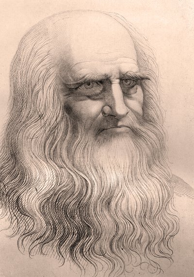 Retrato de Leonardo Da Vinci (Leonard de Vinci) (1452 - 1519) a partir do seu auto-retrato. de Anonymous Anonymous