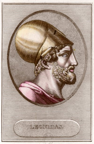 Retrato de Leónidas 1, Rei de Esparta de - 491 a - 480. Gravura. Colecção privada. de Anonymous Anonymous