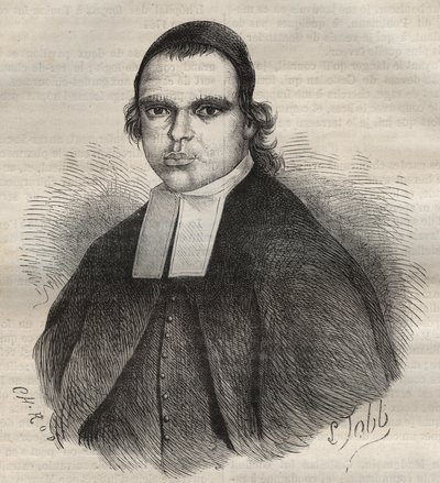 Retrato de Louis Bonafous, em religião Frere Leotade, acusado de estupro e assassinato. Morreu no Toulon Bagne, a 27 de Janeiro de 1850. Gravura em "Histoire des bagnes depuis leur création à nos jours" (1877) de Pierre Zaccone (1817-1895) (Colonia Penale  de Anonymous Anonymous
