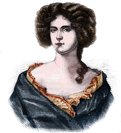 Retrato de Louise de Keroualle (1649-1734), Duquesa de Portsmouth e dona de Carlos II (1630-1685). Gravação em "Histoire de la prostitution et de la debauche dans les peuples du globe depuis l