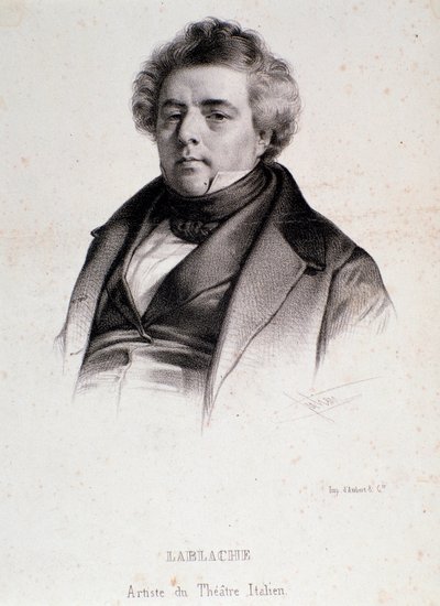 Retrato de Luigi Lablache (1794-1858) cantor de ópera italiano e francês Engraving. Século XIX. Coleção privada milanesa. de Anonymous Anonymous
