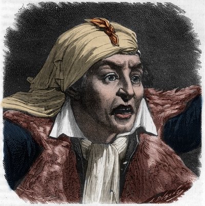 Retrato de Marat (1743-1793) - retrato de Jean-Paul (Jean Paul) Marat (1743-1793) político, jornalista francês - Gravura em "Histoire des Girondins" de Alphonse de Lamartine (1790-1869) 1865-1866 - Coleção particular de Anonymous Anonymous