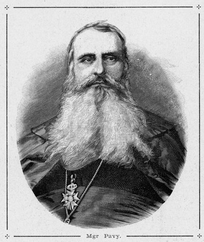 Retrato de Monsenhor Louis-Antoine-Augustin (Louis Antoine Augustin) Pavy (1805-1866), eveque de Argel. Gravura em "Les Missions Catholiques au XIXeme Siecle", de Louis-Eugene (Louis Eugene) Louvet. coleção particular. de Anonymous Anonymous
