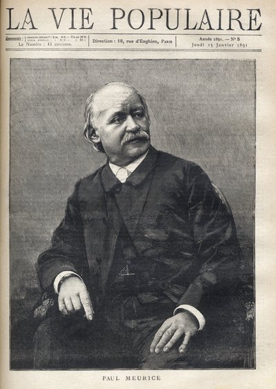 Retrato de Paul Meurice (1818-1905), escritor francês. Gravura em "La vie populaire" (La vie populaire) de Anonymous Anonymous