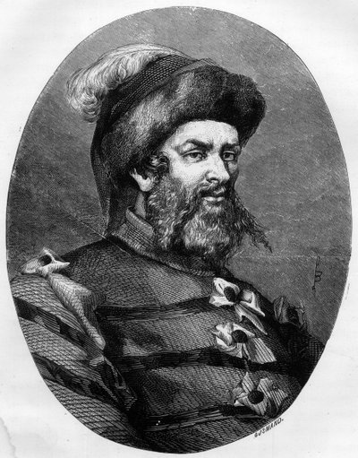 Retrato de Philippe Guillery (Guilleri) (1566-1608) brigand francais - Gravura de Leon Bailly de 1863 em "Le Livre Rouge - Histoire De L