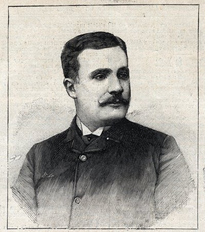 Retrato de Pierre Decourcelle, escritor francês (1856-1926). Gravura em "Le Petro Parisien" (Le Petro Parisien) de Anonymous Anonymous