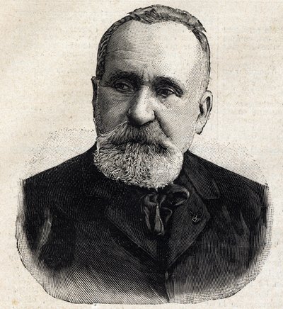Retrato de Pierre Puvis de Chavannes (1824-1898) pintor francês, na época presidente da Societe Nationale des Beaux Arts. Gravura em "Le Petro Parisien". de Anonymous Anonymous