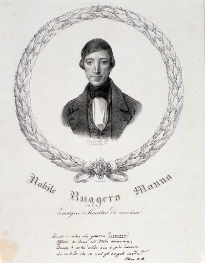 Retrato do Maná Ruggero (litografia) de Anonymous Anonymous