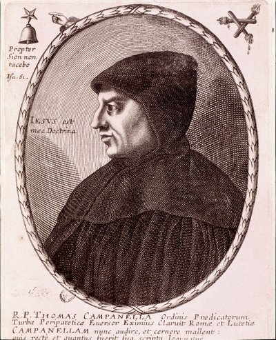 Retrato de Tommaso Campanella, monge dominicano e filósofo. Gravura. de Anonymous Anonymous
