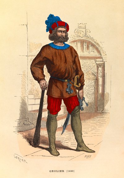 Retrato de um geolier em Paris em 1490, gravura - coleção particular de Anonymous Anonymous