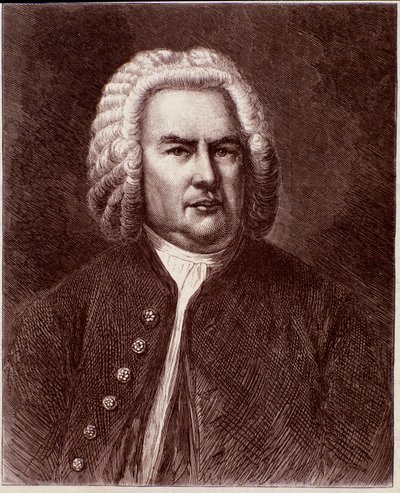Retrato do compositor alemão Johann Sebastian Bach (Gravura. século XIX) de Anonymous Anonymous