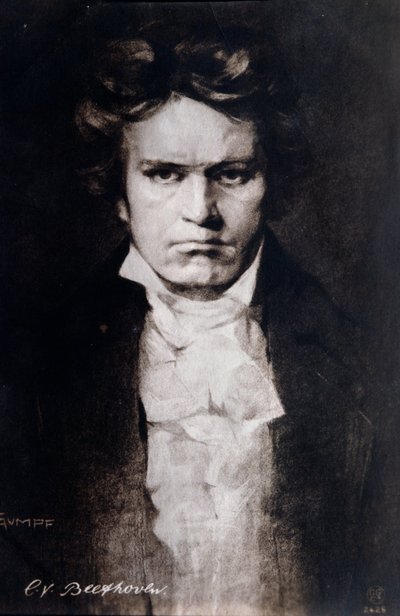 Retrato do compositor alemão Ludwig van Beethoven (gravura) de Anonymous Anonymous