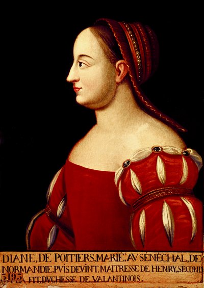 Retrato da Duquesa de Valentinois Diana de Poitiers (1499-1566), favorita do Rei Henrique II de França de Anonymous Anonymous