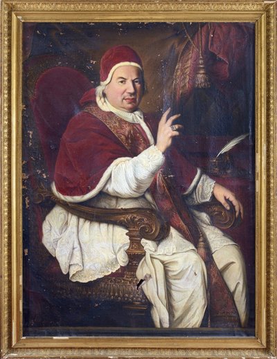 Retrato do Papa Bento XIV (1675-1758), Anónimo . Óleo sobre tela, Segunda metade do 18º cen... Dimensão : 128x94 cm. Coleção Particular de Anonymous Anonymous