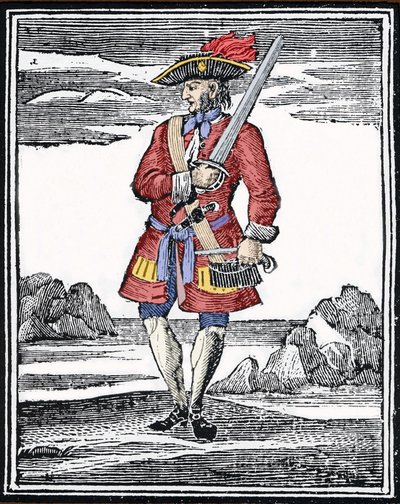 Retrato do pirata Jack Rackham diz o Vermelho ou John Rackham, mais conhecido como Calico Jack (? 1720). Gravura. de Anonymous Anonymous