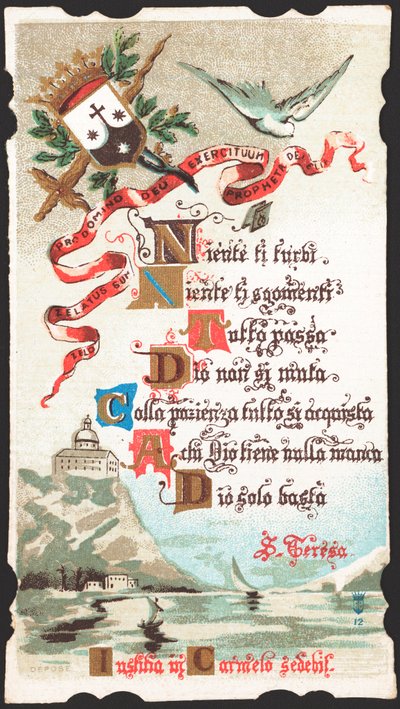 Oração dirigida à piedosa imagem de Santa Teresa. Cartão postal. O início do século XX. Coleção Particular de Anonymous Anonymous