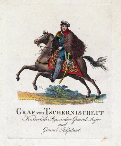 Príncipe Alexandre Ivanovitch Tchernychev ou Tchernychiov ou Czernichev - Retrato do Conde Alexander Ivanovich Chernyshov (1786-1857) - Anónimo - 1813 - Aquatint - 25,6x22 - Colecção Privada de Anonymous Anonymous
