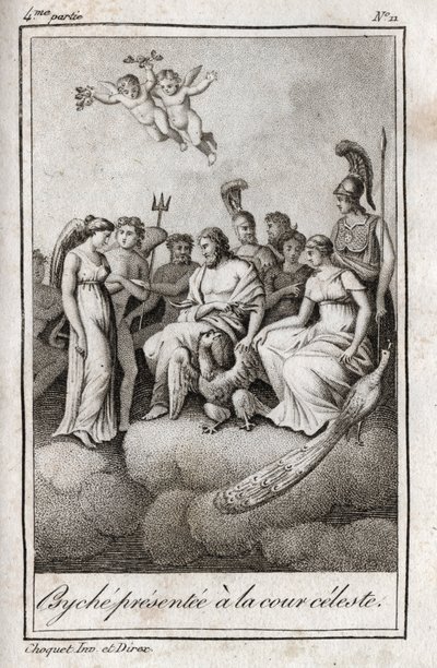 Psyche apresentada ao Tribunal Celestial. Gravura de 1819 em "Lettres a Emilie sur la mythologie" de Charles Albert Demoustier (1760-1801). Coleção privada. de Anonymous Anonymous