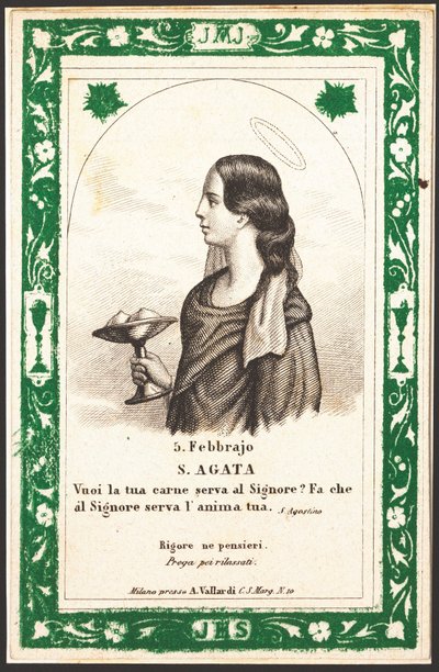 Representação de Santa Agatha Piedosa imagem. Cartão postal. O início do século XX. Colecção Privada. de Anonymous Anonymous