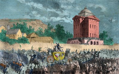Regresso de Varennes, a família real trazida a Paris em 25 de Junho de 1791, Gravura, Colecção Privada de Anonymous Anonymous