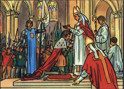 Sagrado Rei Carlos VII (1422-1461) pelo Arquivo de Reims em 17/07/1429 na presença de Joana D