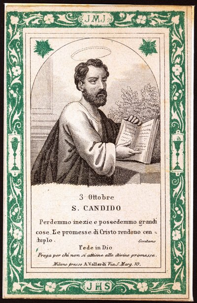Imagem de São Cândido Piedoso. Cartão postal. início do século XX. Colecção privada. de Anonymous Anonymous