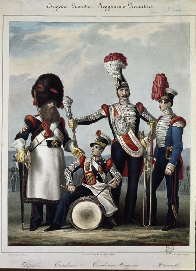 Uniformes do exército real da Sardenha - litografia de Anonymous Anonymous
