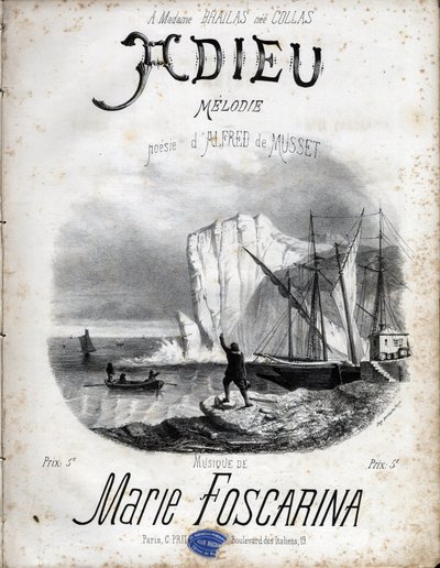 Partitura da melodia "Adeus" de Marie Foscarina após a poesia de Alfred de Musset.Private collection. de Anonymous Anonymous