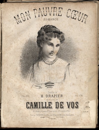 Música para "Meu pobre coração" letra de H. Drapier música de Camille de Vos. Coleção privada. de Anonymous Anonymous