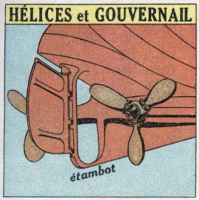 Navios e navios: helices e lemes. Ilustração anónima de 1925. Coleção privada. de Anonymous Anonymous