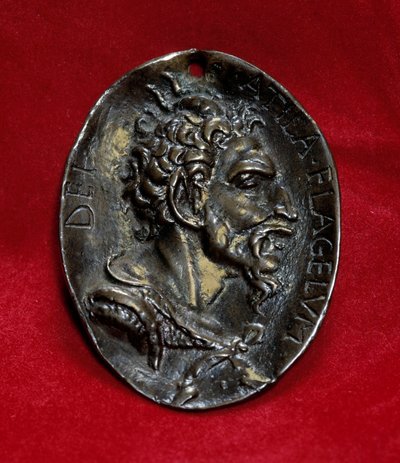 Medalha de prata com a efígie de Átila (395-453) rei dos hunos, flor de deus. Paris, Museu do Louvre de Anonymous Anonymous