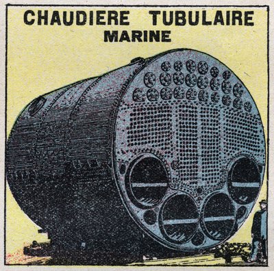 Geradores de vapor: caldeira tubular marítima. Ilustração anónima de 1925. Coleção privada. de Anonymous Anonymous