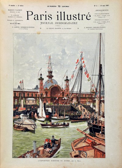 A EXPOSIÇÃO MARÍTIMA INTERNACIONAL DO HAVRE em 1887. Gravura de 1887 no "Paris-Illustrous journal weekly". de Anonymous Anonymous