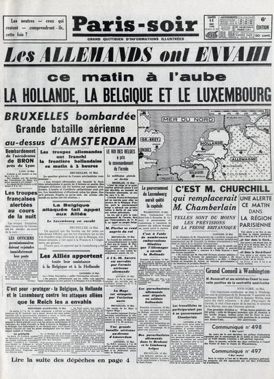 A Batalha da Bélgica ou Campanha Belga - 18 dias de campanha - invasão da Bélgica pelas tropas alemãs durante a Segunda Guerra Mundial - PARIS EVIOR de 11-05-1940 - ALEMANHA INVASED HOLLAND - BÉLGICA E LUXEMBURGO - de Anonymous Anonymous