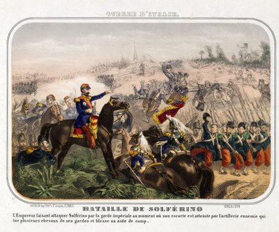 A Batalha de Solferino (24 juin 1859) - Anónimo - 1859 - Litografia a cores - 40,1x28,1 - Colecção Privada de Anonymous Anonymous