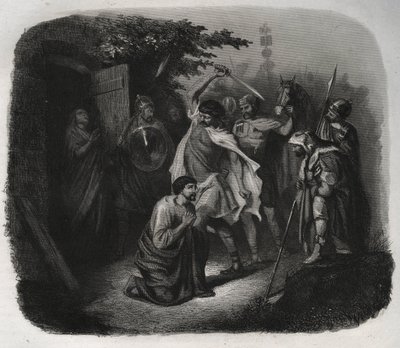 A Decolação de São Julião (Martírio). Gravura de 1846 em "Vidas dos Santos". Coleção privada. de Anonymous Anonymous