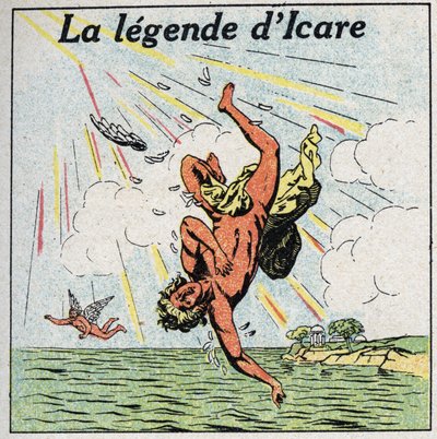 A Queda de Ícaro - A Queda de Ícaro. Ilustração anônima de 1925. Coleção particular. de Anonymous Anonymous