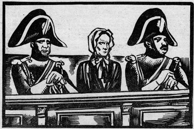 O caso Henriette Cornier, representada em seu julgamento pelo assassinato de uma criança, perto de seus patrões, em novembro de 1825. Ilustração retirada de "Le petit journal illustrious" 1931 de Anonymous Anonymous