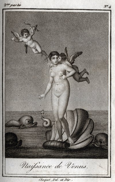 O nascimento de Vénus (Nascimento de Vénus). Gravura de 1819 em "Lettres a Emilie sur la mythologie" de Charles Albert Demoustier (1760-1801). Coleção particular. de Anonymous Anonymous