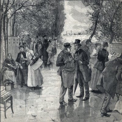 O passeio de livro de livros nas margens dos cais em Paris. Gravação em "Le petit parisien" em 30/10/1892. Coleção Particular de Anonymous Anonymous