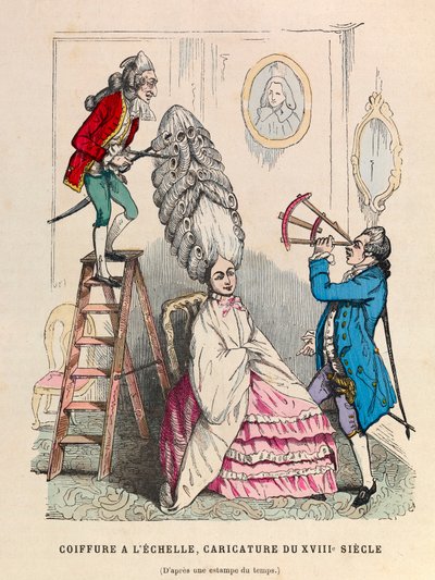 O penteado à escala, caricatura do século XVIII - coleção particular de Anonymous Anonymous