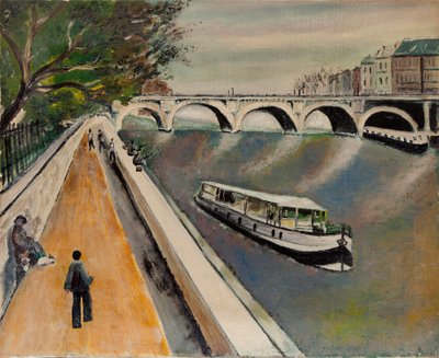 A nova ponte em Paris em 1950 - pintura anónima de Anonymous Anonymous