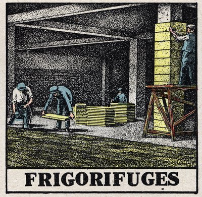 A indústria de refrigeração: frigoríficos. Ilustração anônima de 1925. Coleção privada. de Anonymous Anonymous