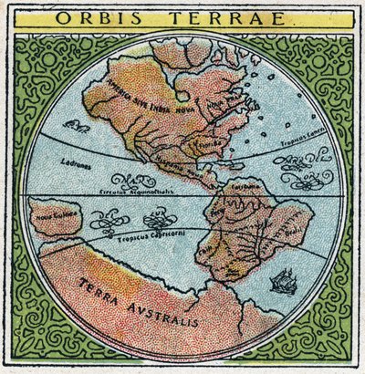 Tempo: orbis terrae. O globo terrestre com o Equador e os trópicos. Ilustração anônima de 1925. Coleção privada. de Anonymous Anonymous
